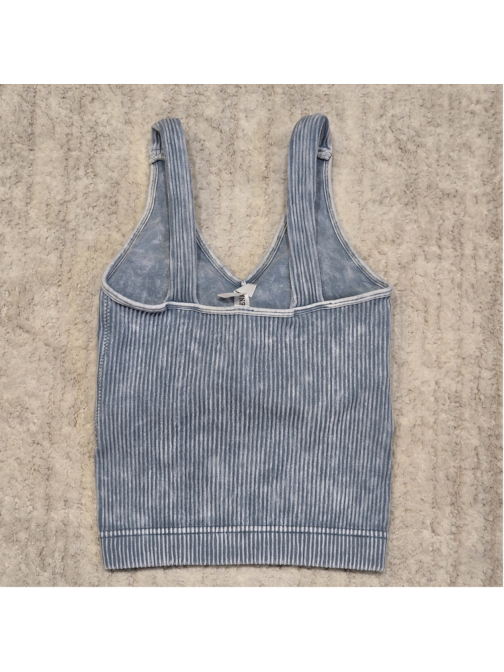 Women's Zenana Ribbed Tank Top Size S Blue White - Picture 3 of 4
